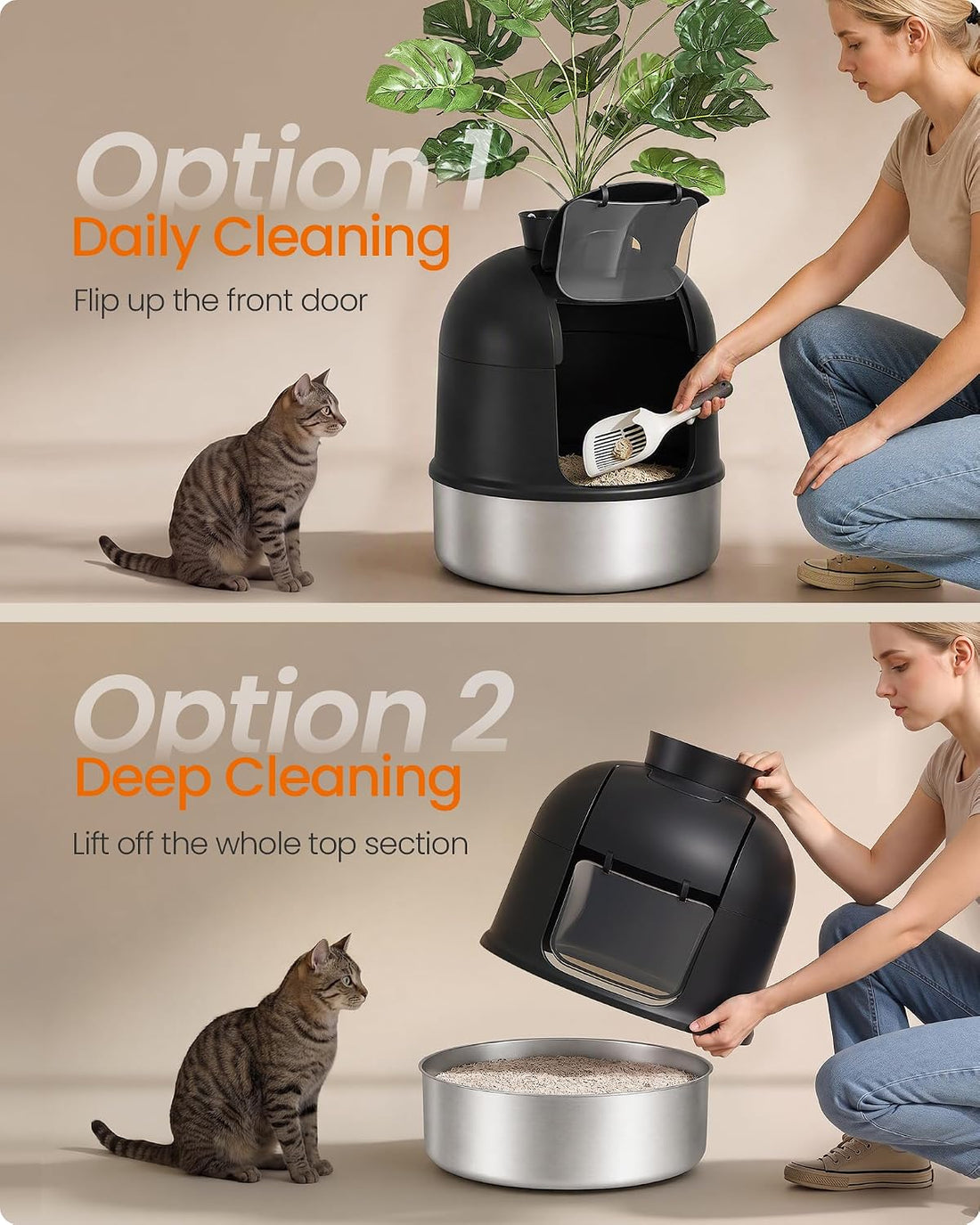 FEANDREA Plant Cat Litter Box Enclosure with Artificial Plant,19.3" L