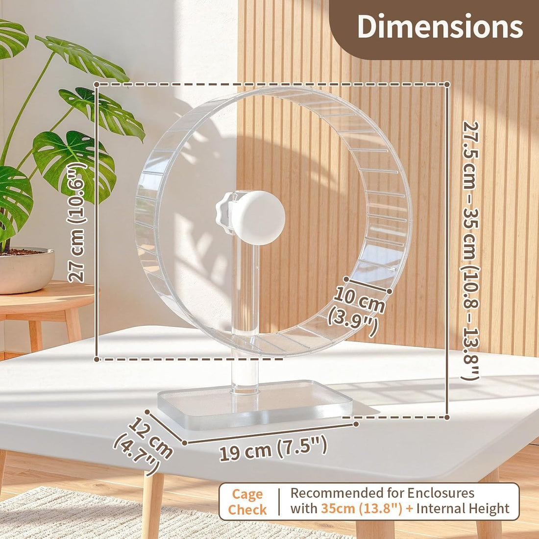 11" Silent Hamster Wheel - Clear Running Wheel