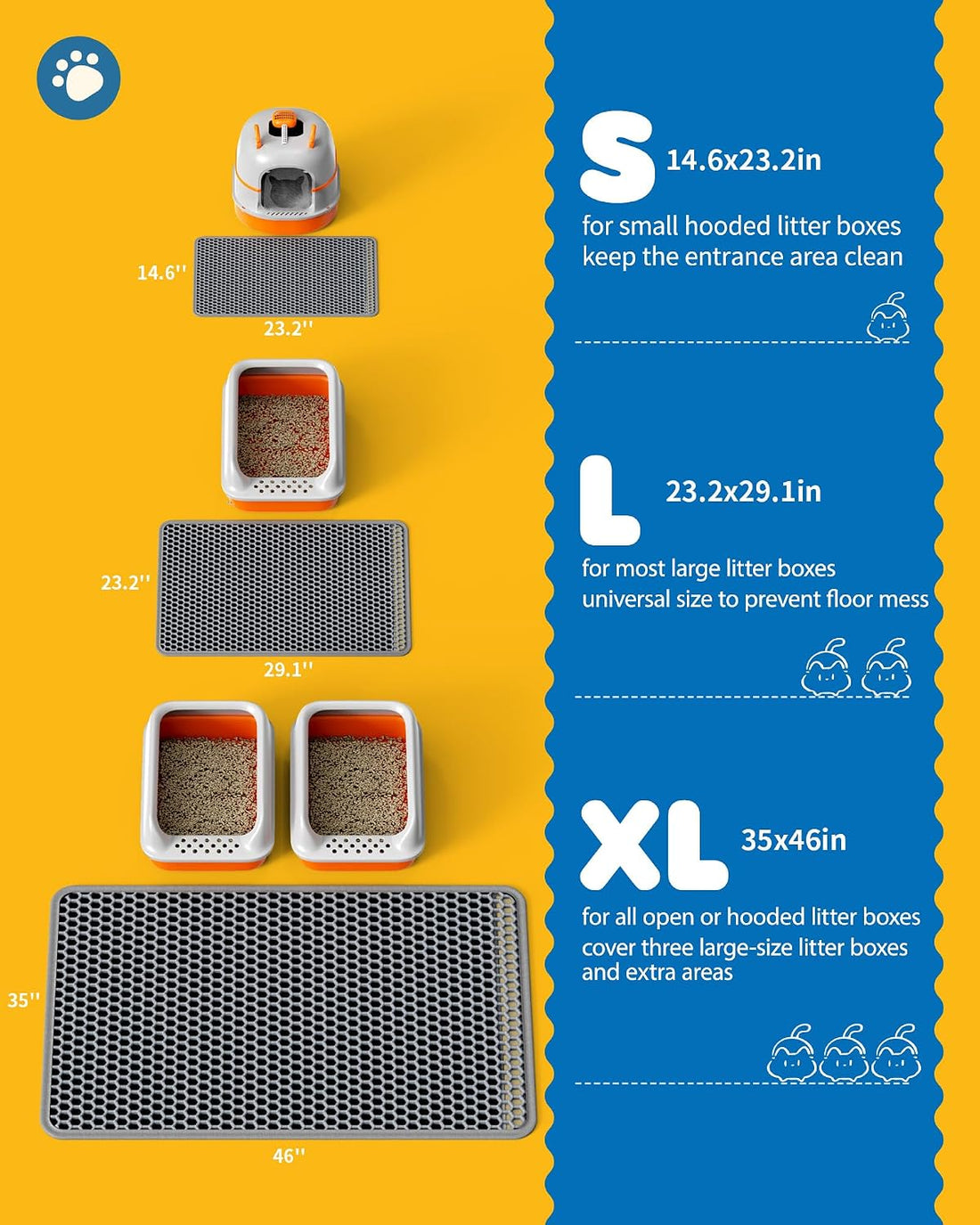 Cat Litter Mat - 23.2'' x 14.6'' Small Litter Trapping Mat
