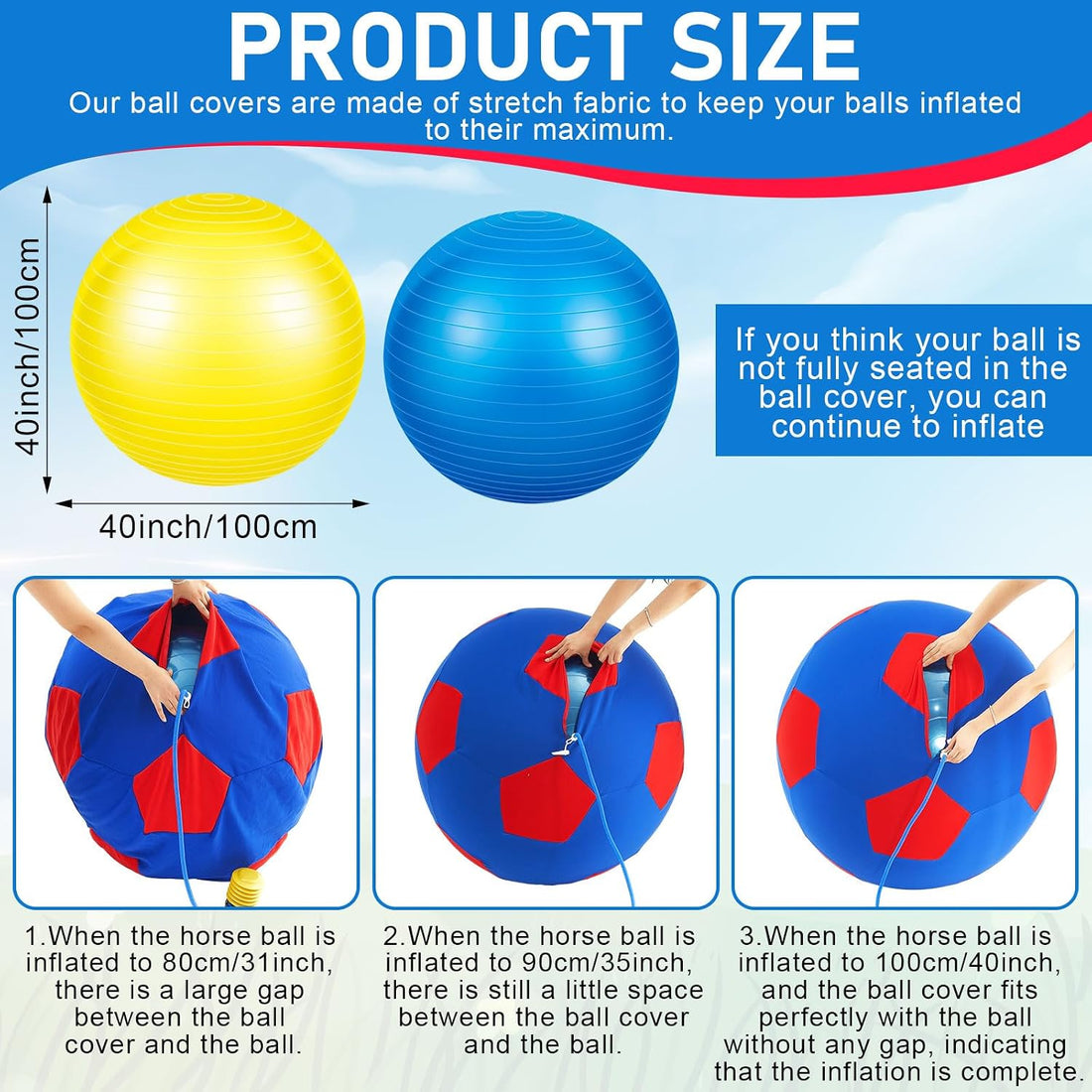 2 Set Giant 40" Herding Ball for Horses with Covers
