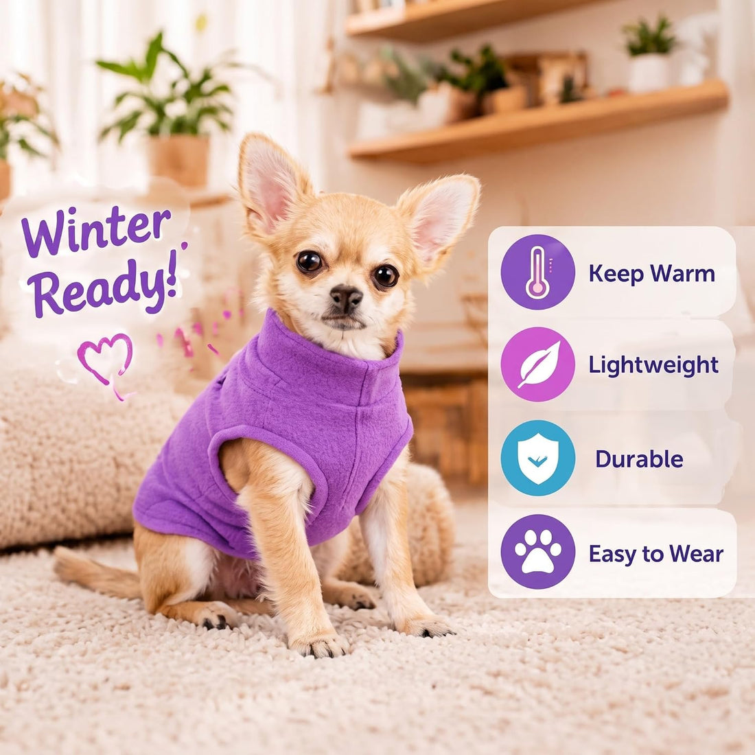 Satinior 4 Pcs Stretch Fleece Dog Sweater