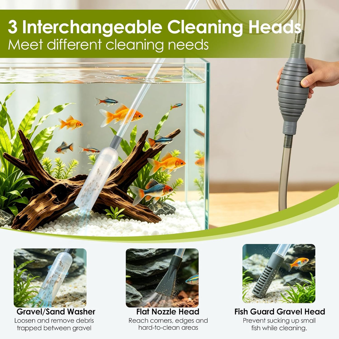 Aquarium Gravel Cleaner Manual Fish Tank Siphon & Water Changer