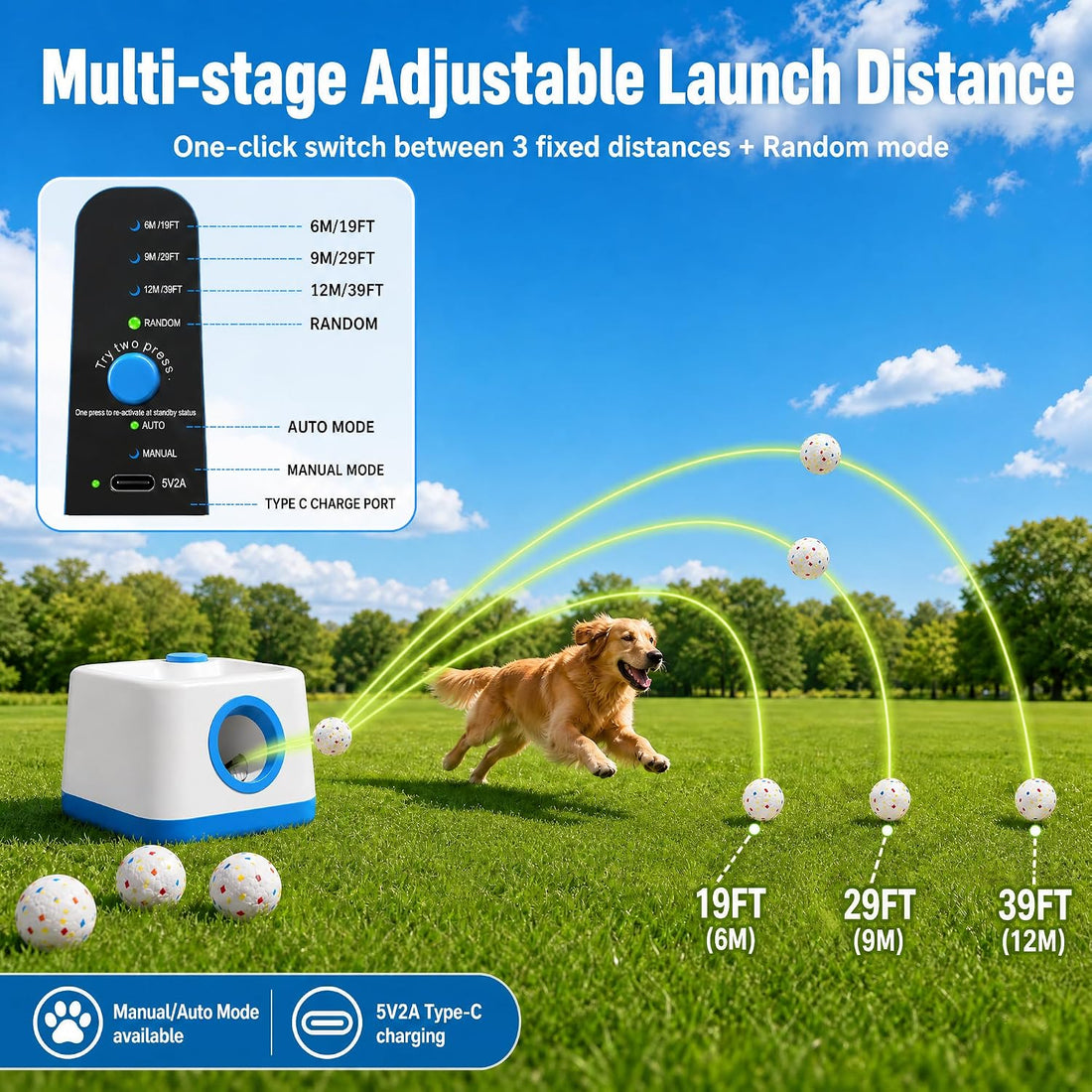 Automatic Dog Ball Launcher for Small Dogs, Interactive Fetch Toy