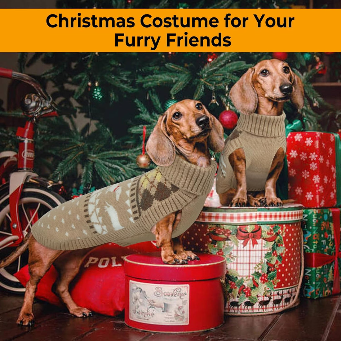 Lelepet Dachshund Sweater, Turtleneck Dog Sweaters for Small Dogs