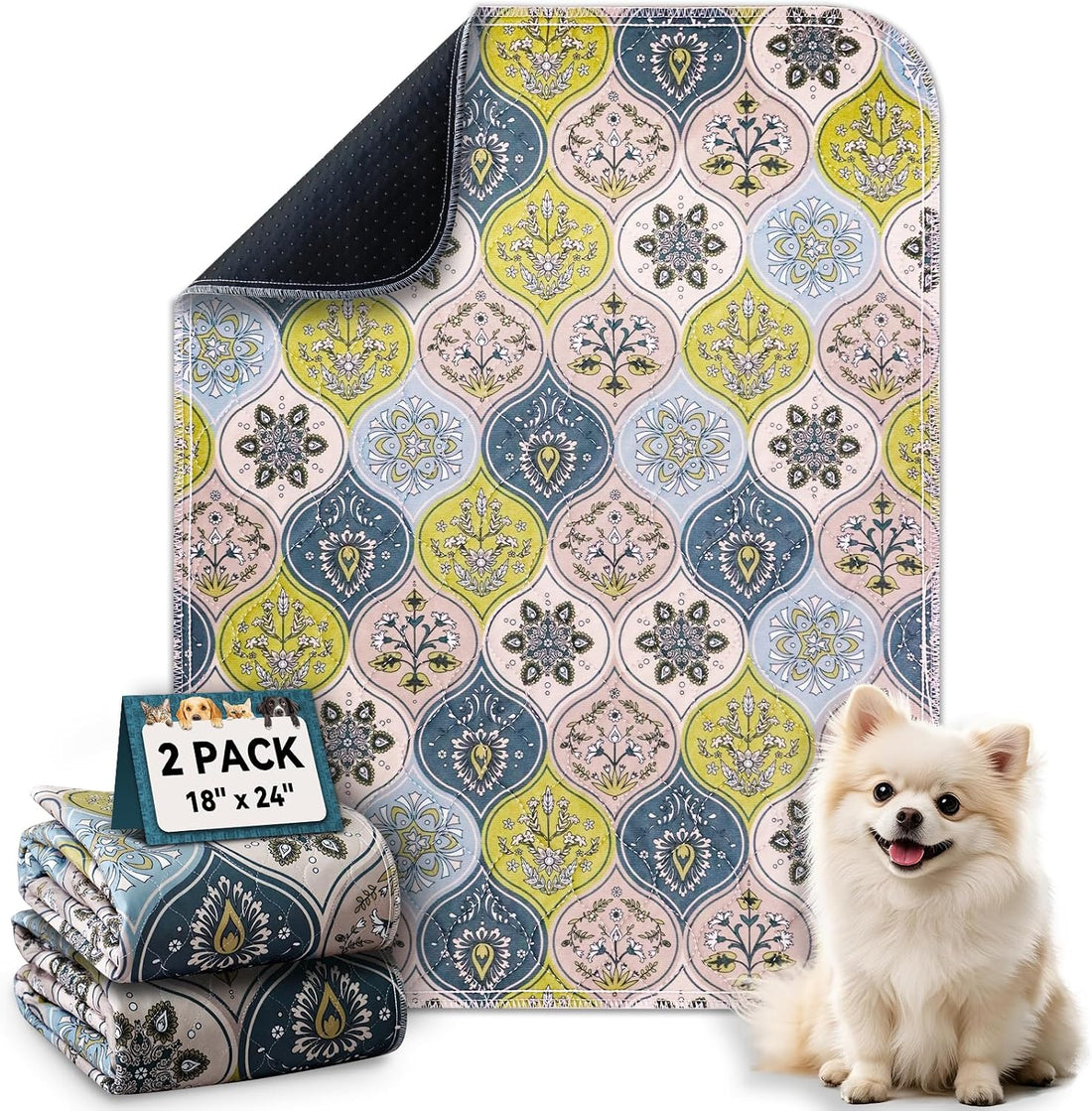 Washable Pee Pads for Dogs, Stylish Absorbent Reusable Training Dog