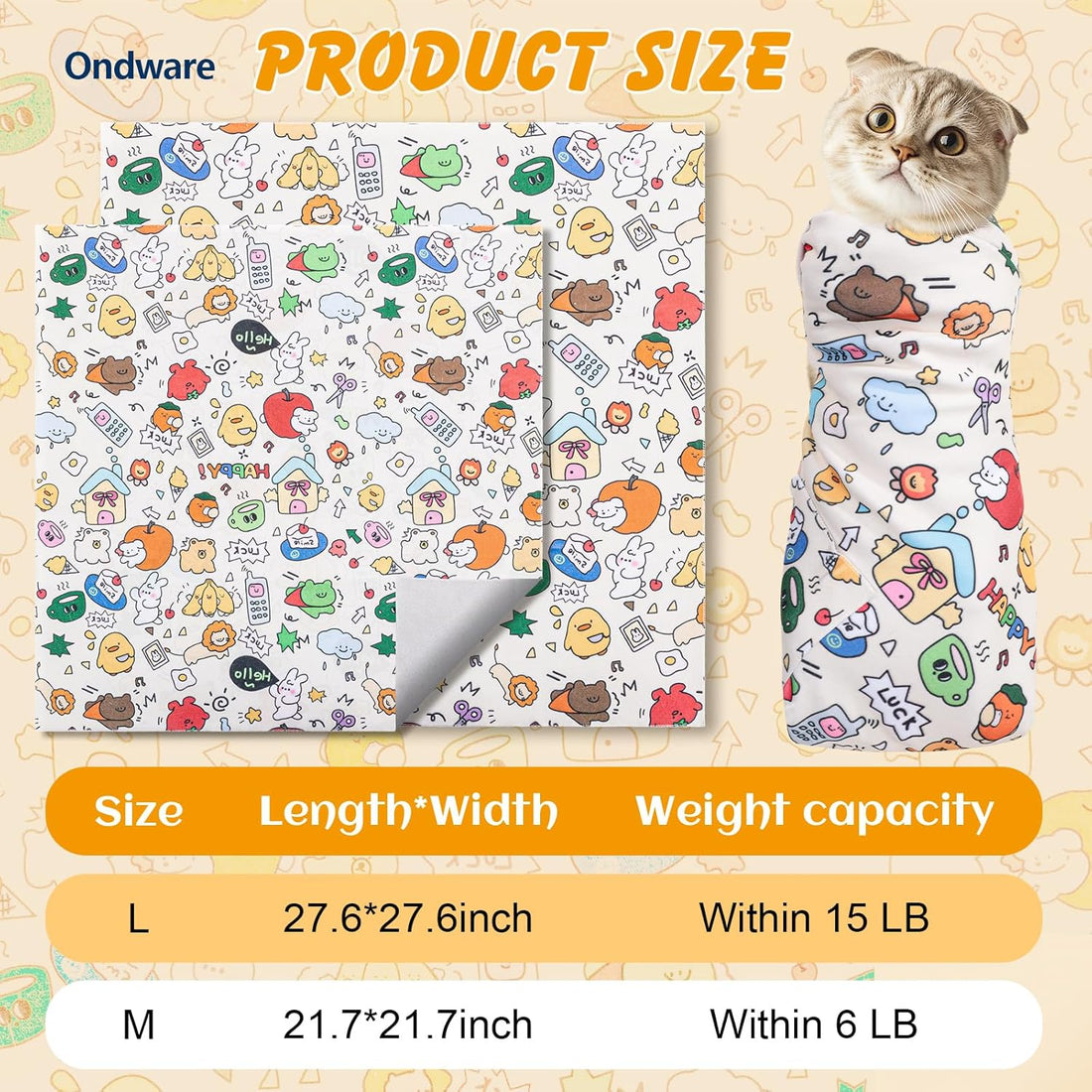 ondware 27.6In Self-Adhesive Cat Grooming Wrap