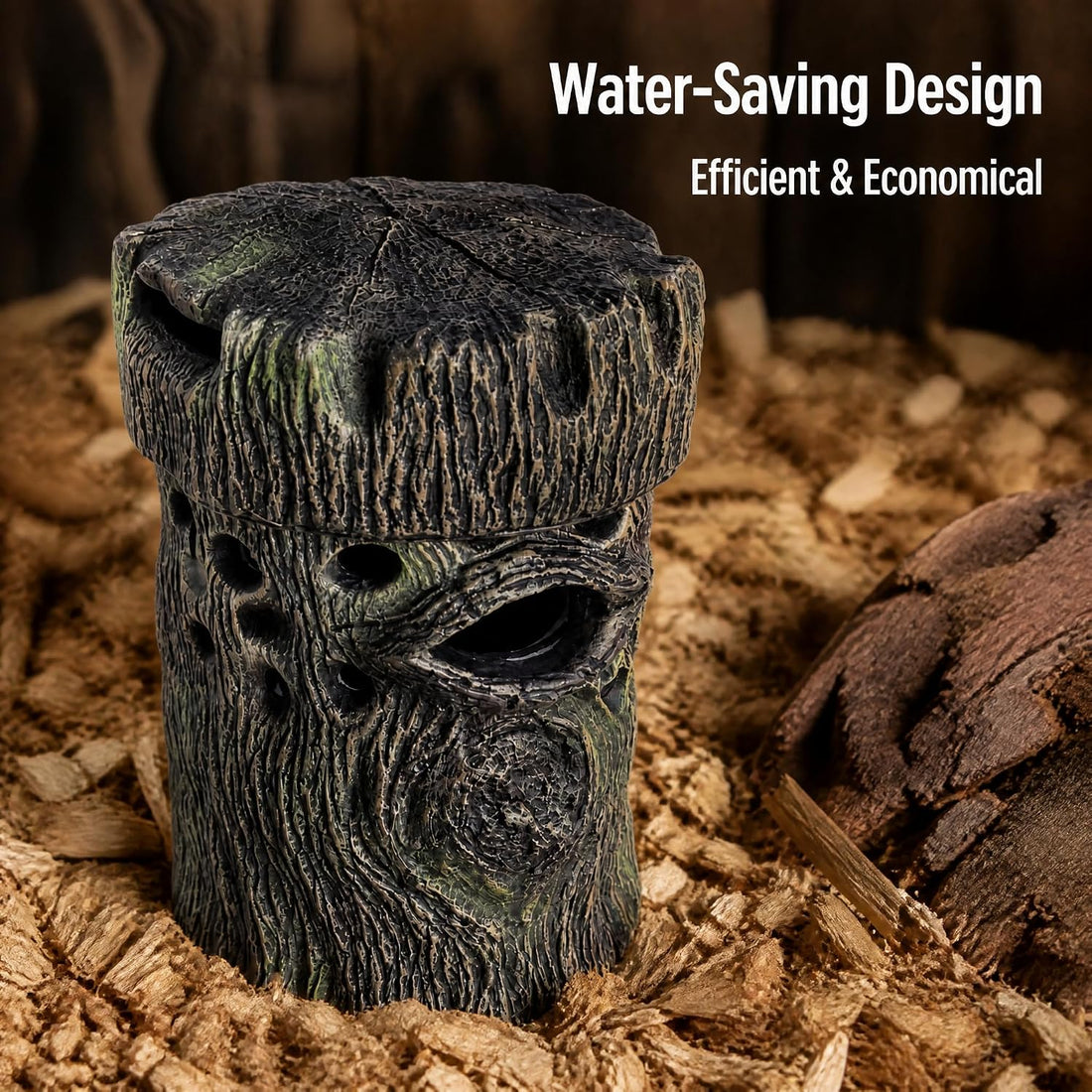 Reptile Humidifier Fogless Tree Trunk with Detachable Tank for Gecko