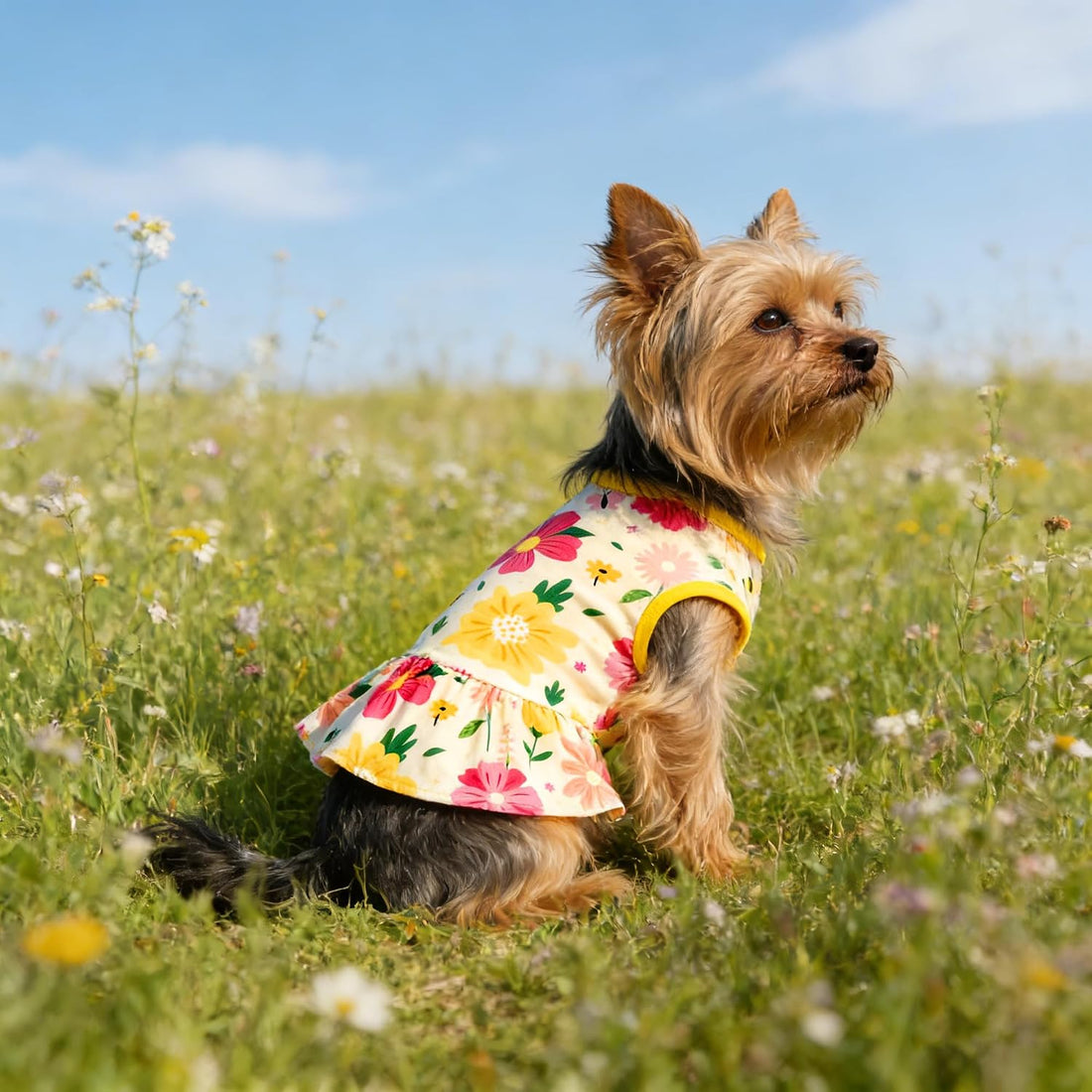 4PCS Floral Dog Dresses Sleeveless XXL Skirts Flower Sundress