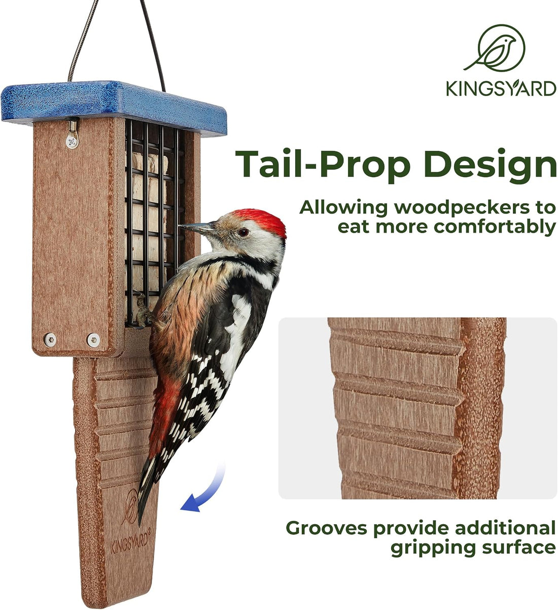 Kingsyard Suet Bird Feeder with Tail-Prop