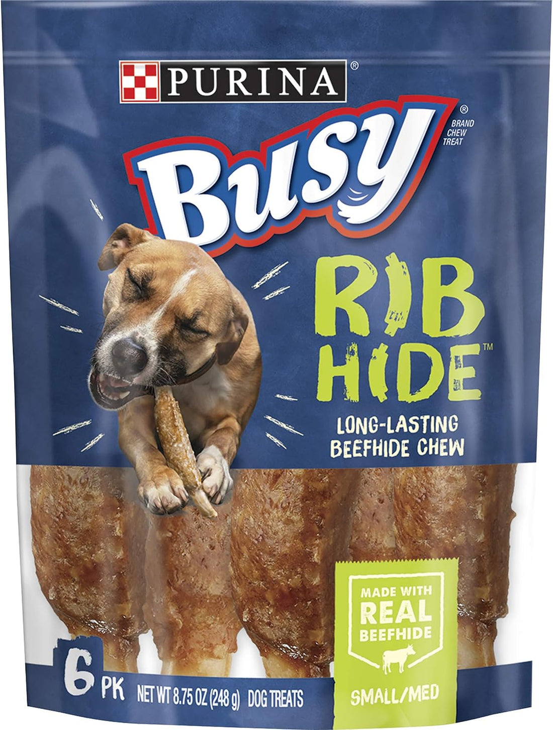 Purina Busy Small/Medium Breed Dog Rawhide Treat, Rib Hide