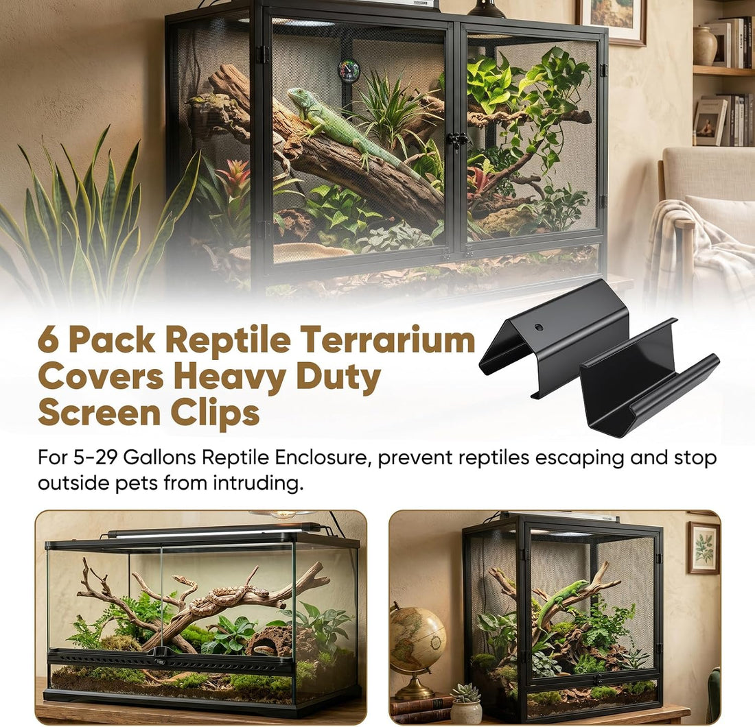Reptile Terrarium Covers Heavy Duty Screen Clips 6 Pack for 5-29