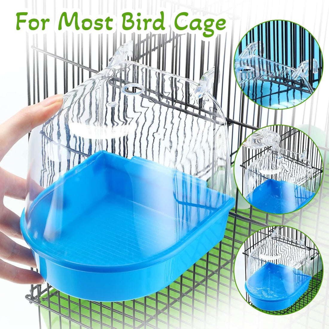 Honeydak 3 Pieces Clear Bird Bath for Cage Parakeet Bird Cage