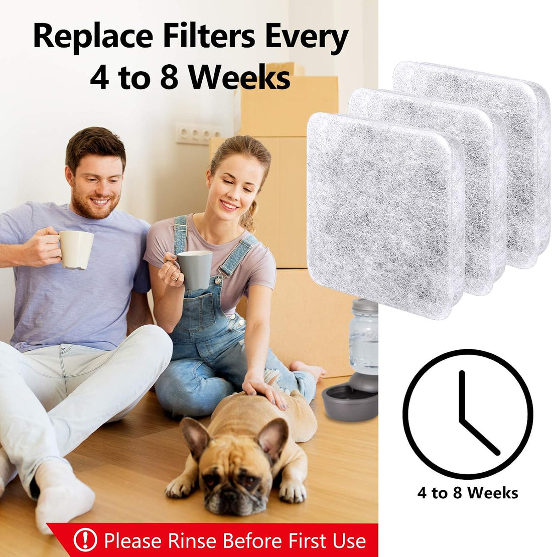 Dog Water Filter Replacement Compatible with Petmate Bowl Filters