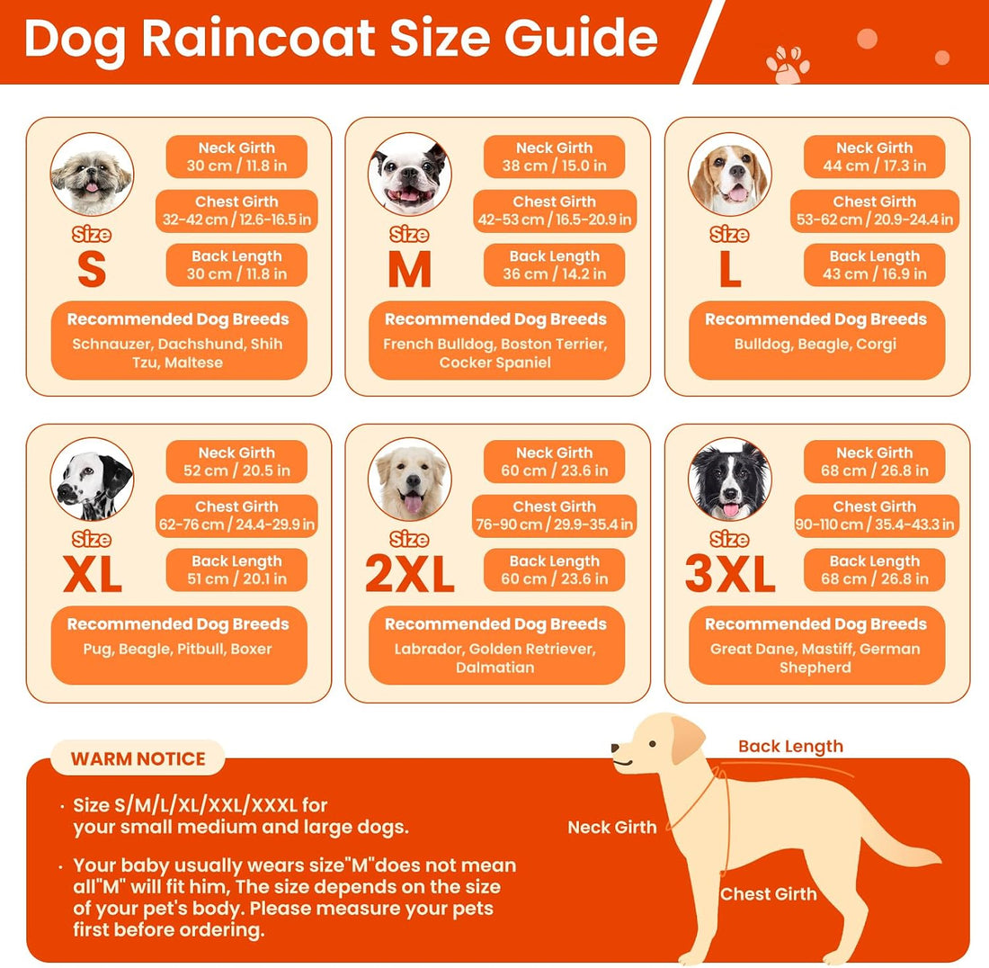 BRKURLEG Dog Raincoat for Small Medium and Large Dogs Waterproof Dog
