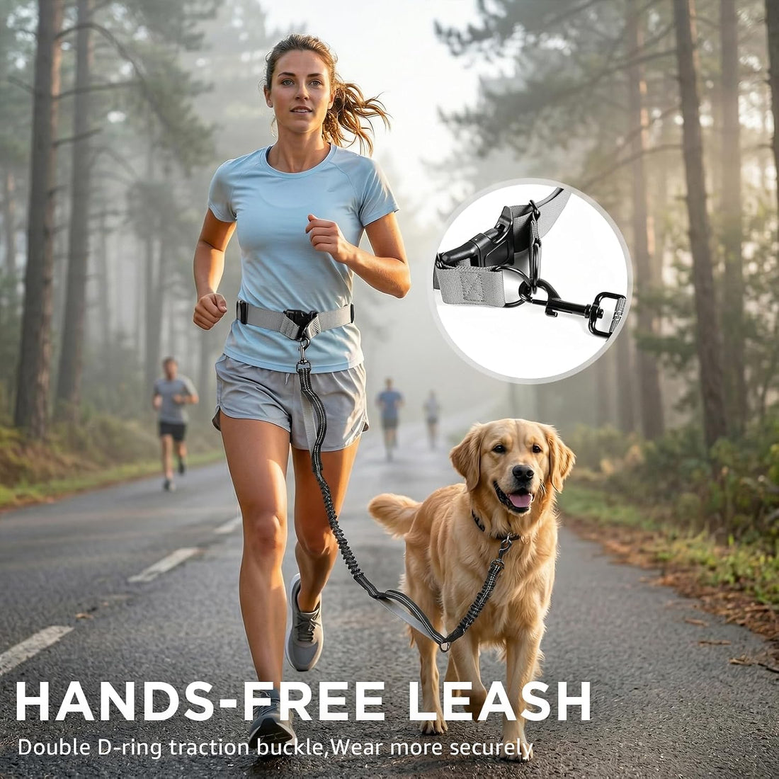 Hands Free Dog Leash with Waist Pack Bungee for Running