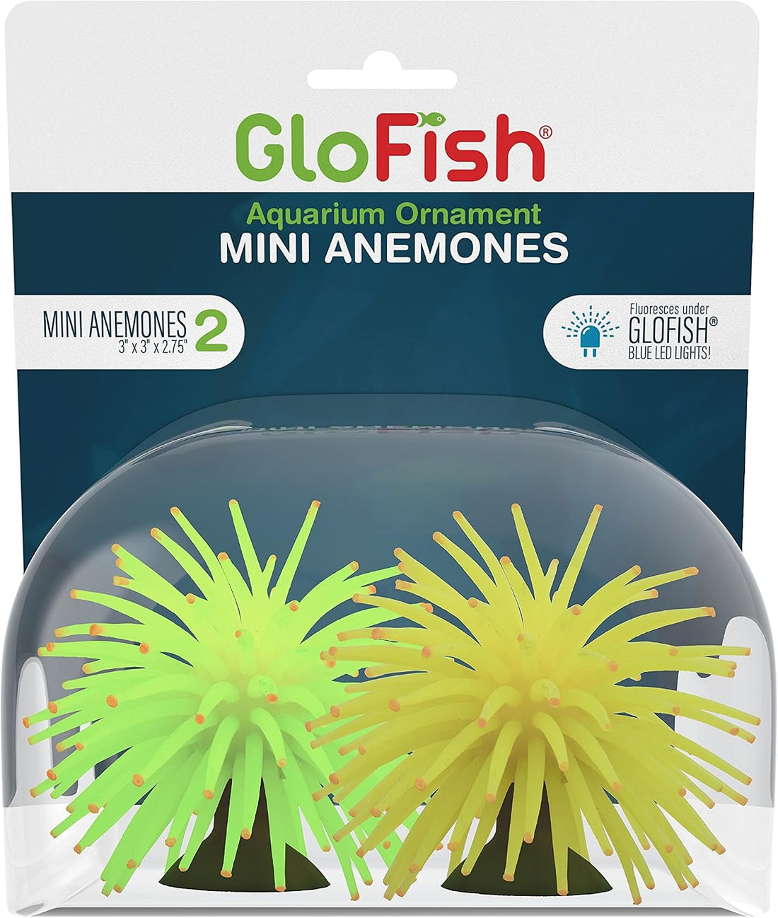 GloFish Yellow Anemone Ornament, Glowing Aquarium Décor