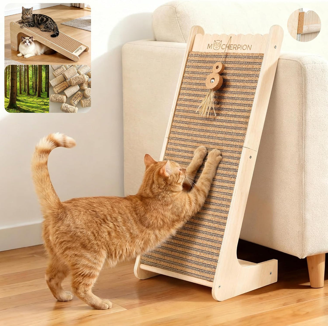 Cork Cat Scratching Cardboard-Cat Scratch Pad for Indoor-Scratcher