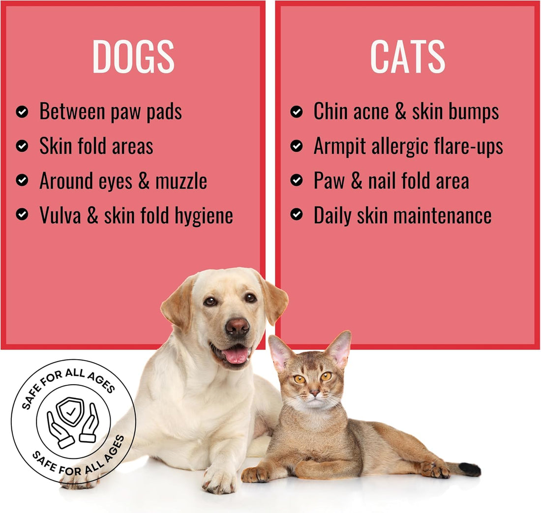 NOVEHA Pet Wipes - Formulated Pet Wipes - for Facial and Finger Folds