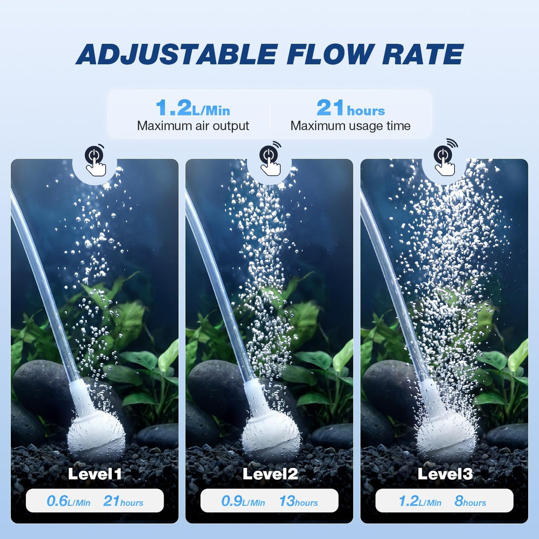 Ghosthorn Waterproof Mini Aquarium Air Pump Rechargeable Aerator