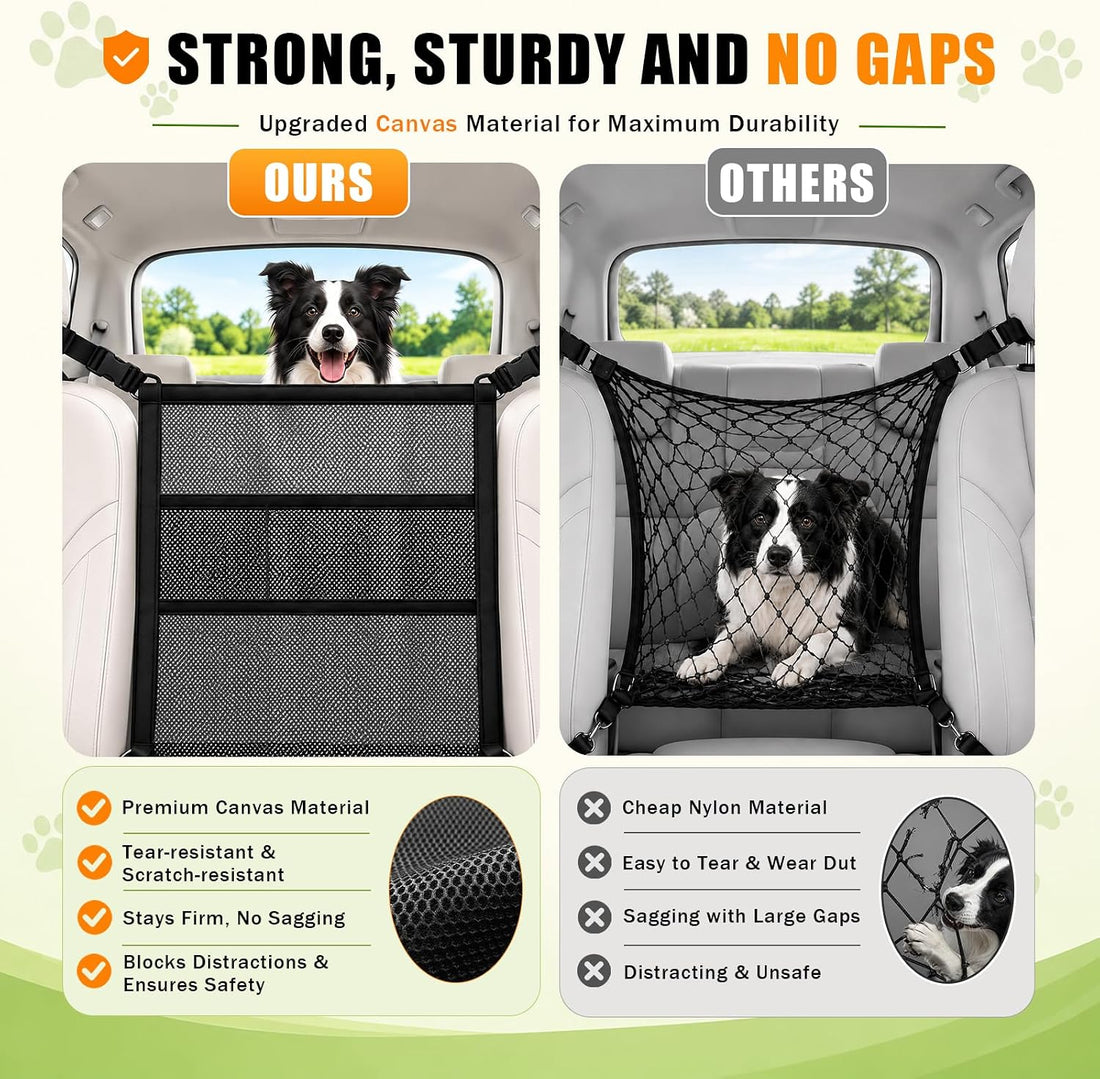 Dog Car Barrier for SUV, Mesh Pet Divider & Storage Gate, 22.4"x 27.2"