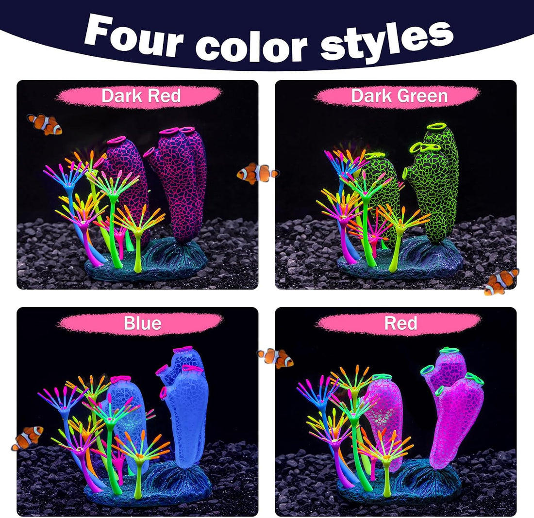 Glow-in-the-Dark Silicone Coral Aquarium Decor Blue
