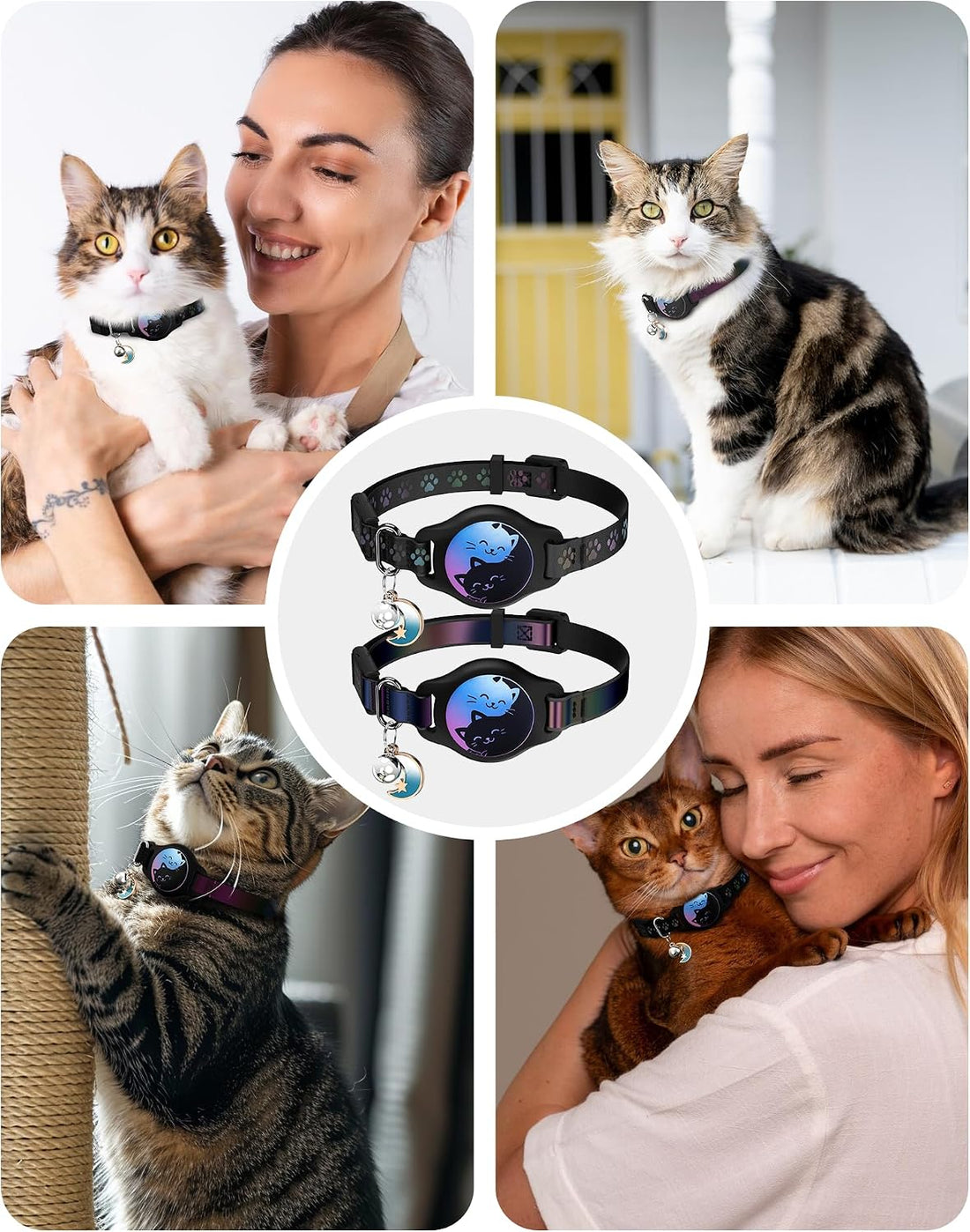 AirTag Cat Collar Breakaway, 2 Pack Cat Collar with Apple AirTag