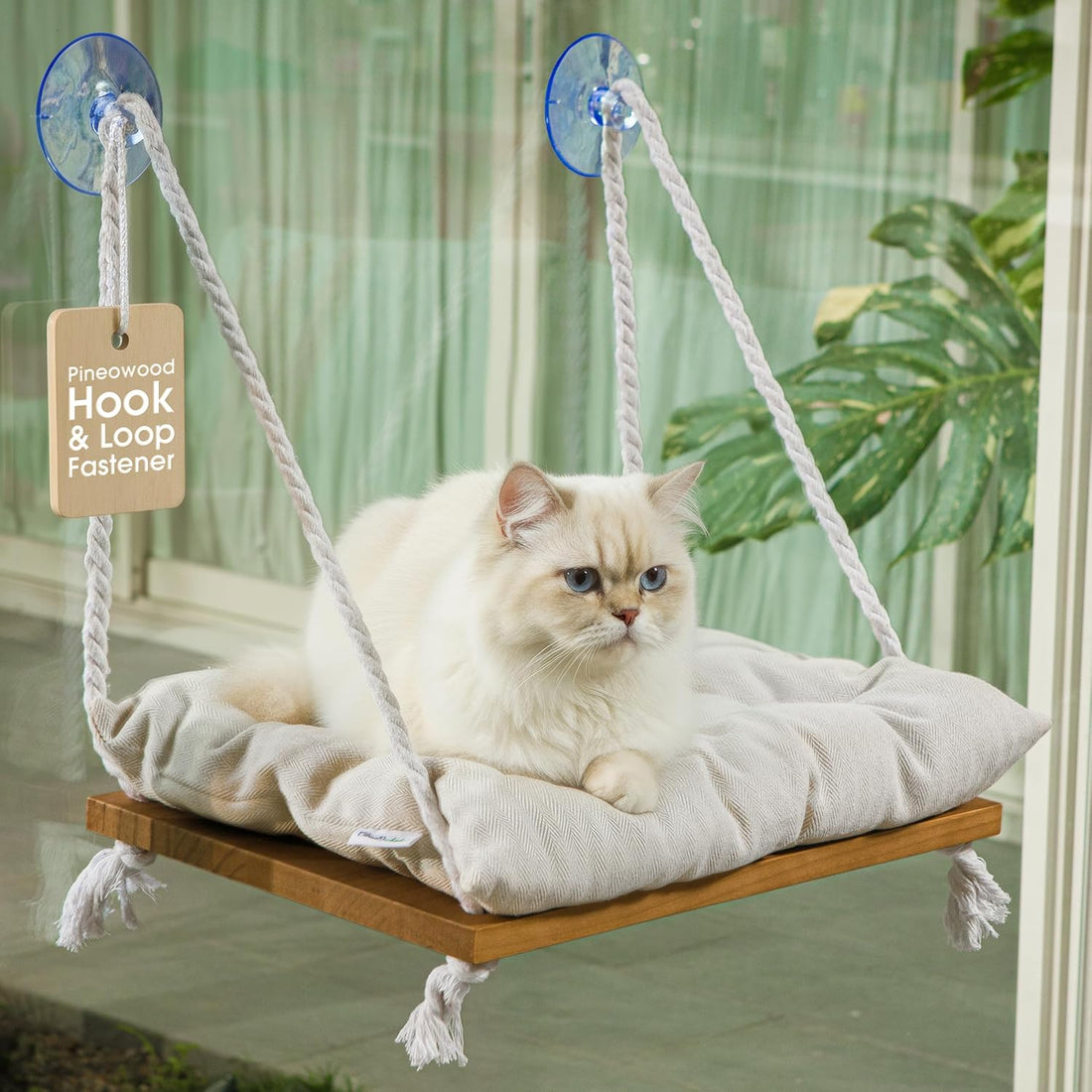 Cat Window Perch, Indoor Hammock Bed with Solid Pine Wood