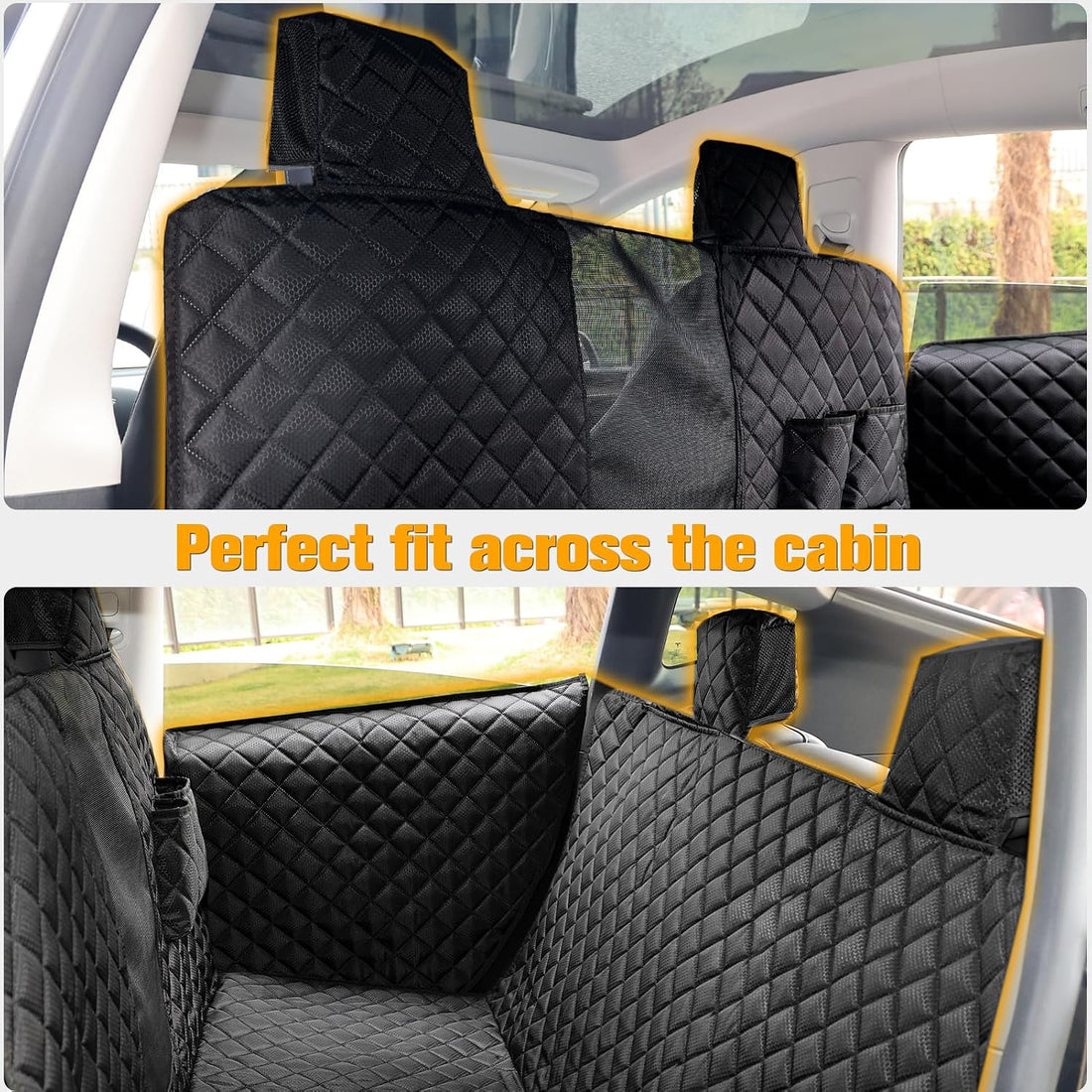 PETICON Dog Seat Cover for Tesla Model 3 & Y Back Seat + 2 Door