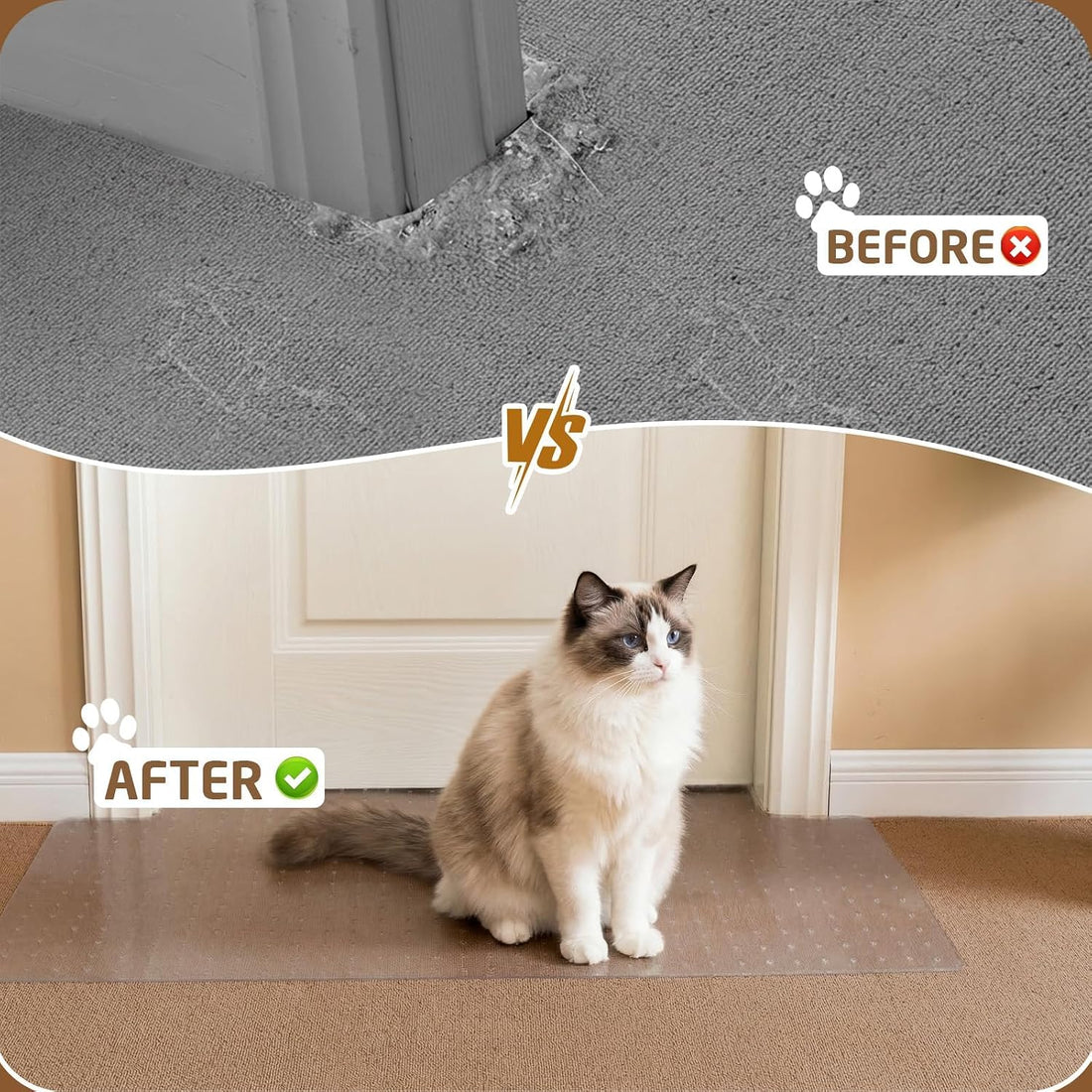Carpet Protector, Clear PVC Doorway Mat for Cats & Dogs