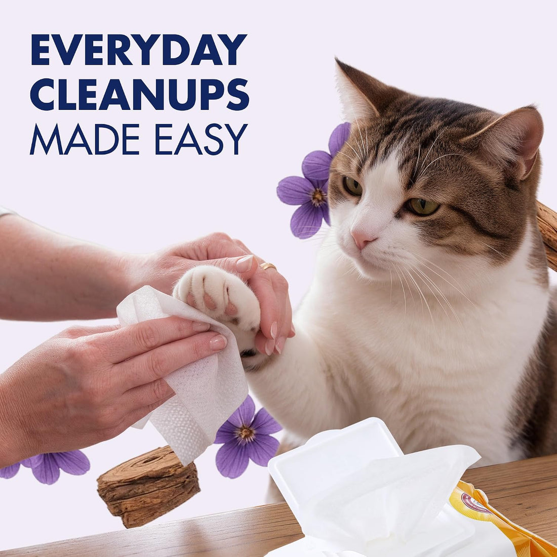 Arm & Hammer Cat Odor Control Wipes, Violet Cedarwood, 100 Count