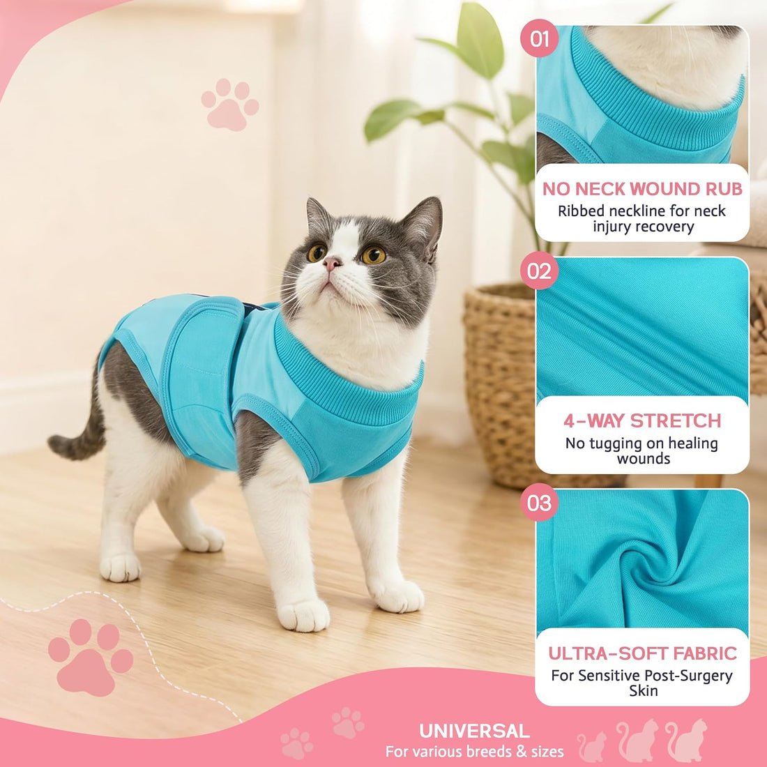 PUMYPOREITY Soft Cat Onesie Surgery Suit for Spay Recovery
