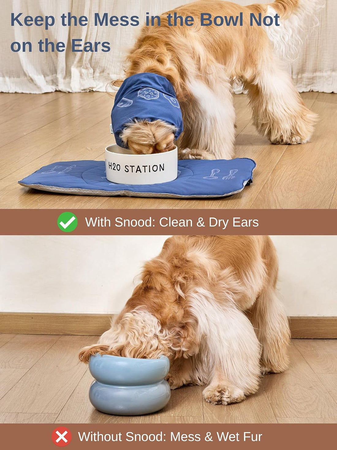 Dog Feeding Hood, Foggy Blue, S