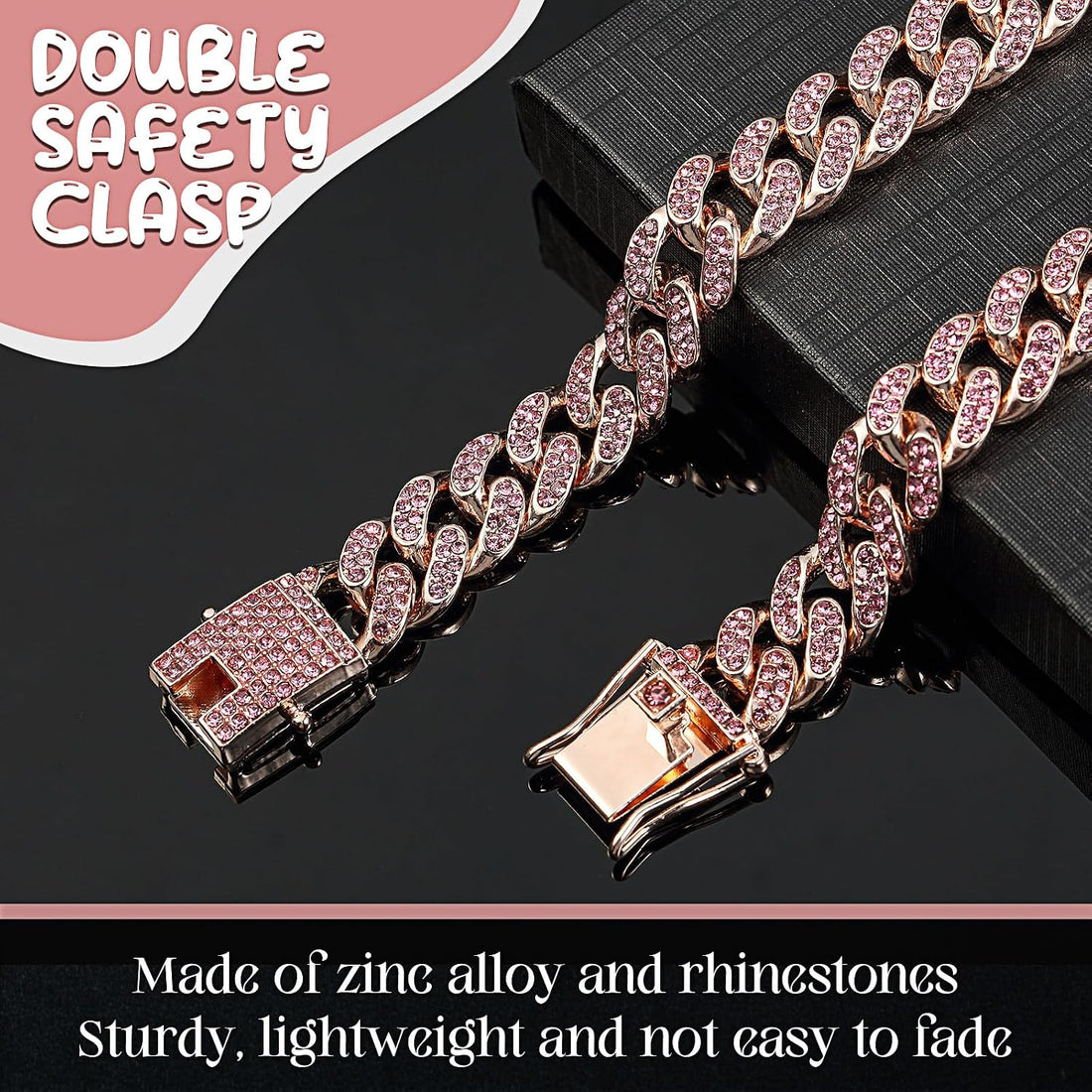 LEIFIDE Cuban Link Dog Collar Chain 12mm,8 Inch