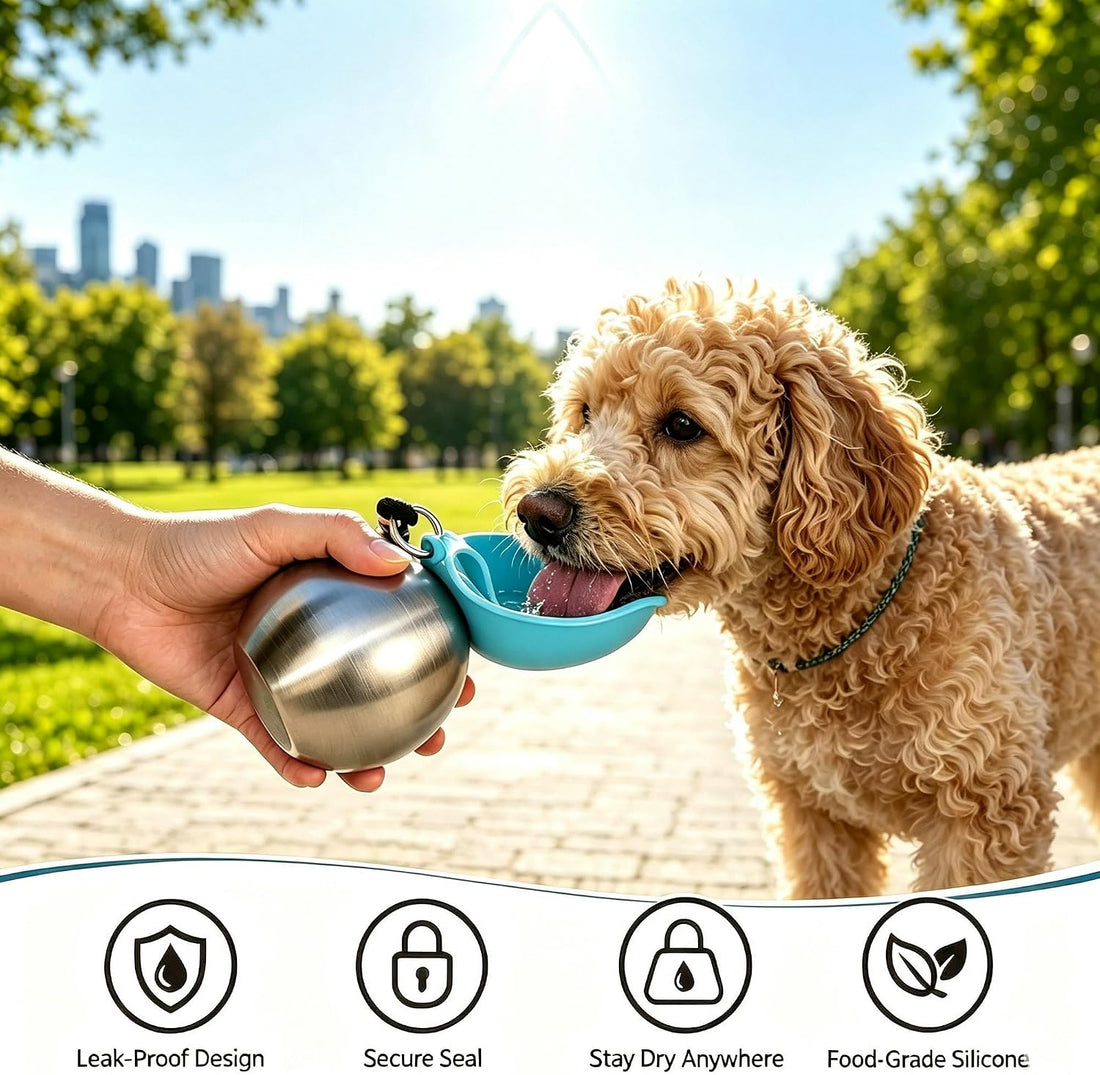 10 Oz Portable Stainless Steel Dog Water Bottle for Small Dogs