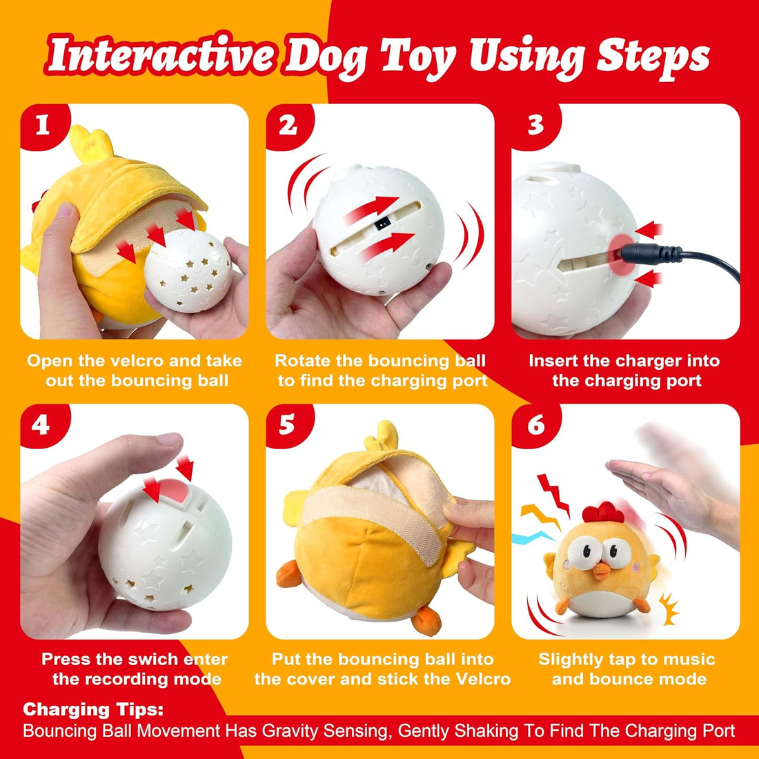 GUKCO Interactive Dog Toys, Moving Ball Toy with Jumping & Music