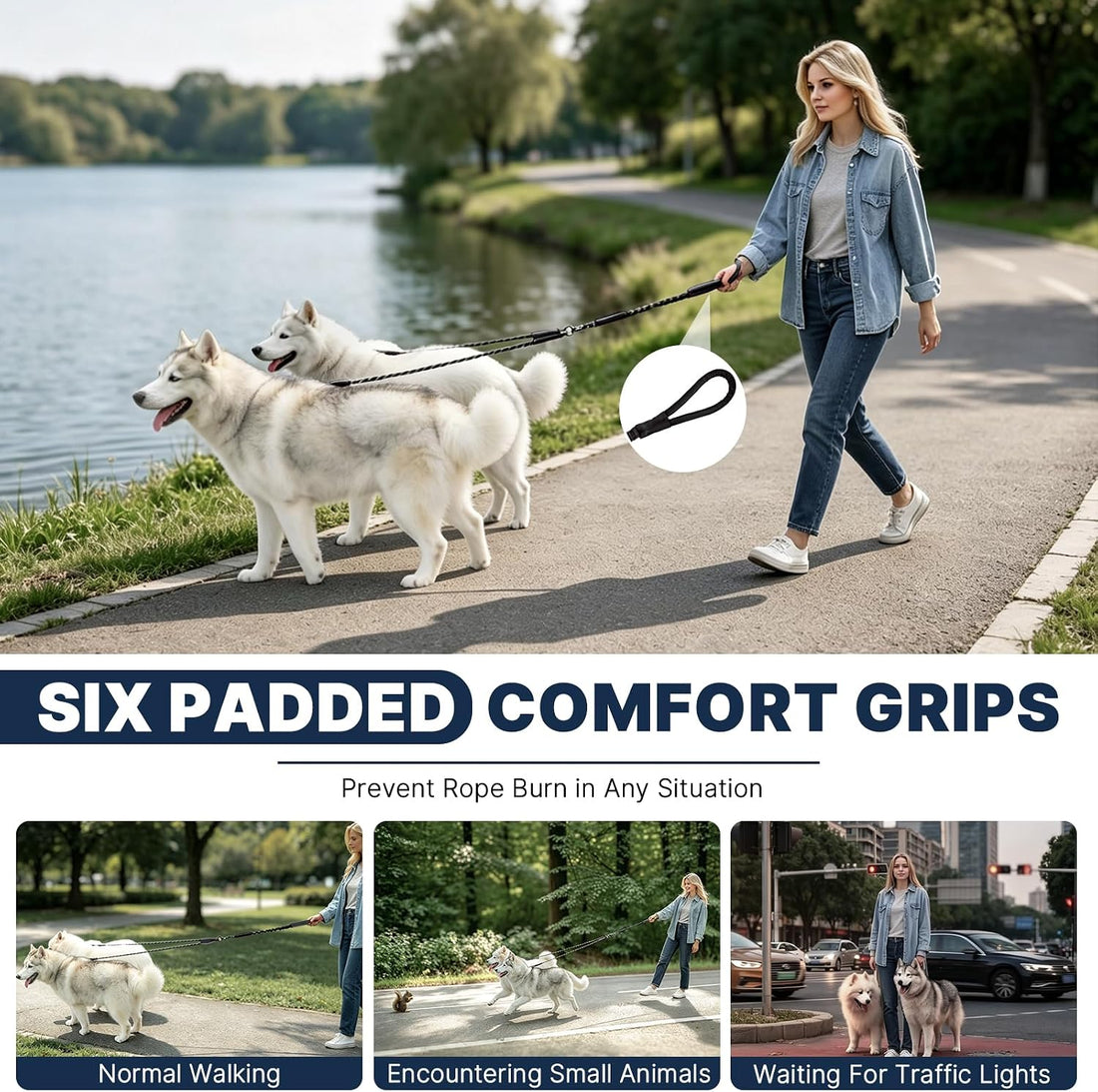 Pieviev Double Dog Leash for 2 Medium&Large Dogs, Longer Coupler