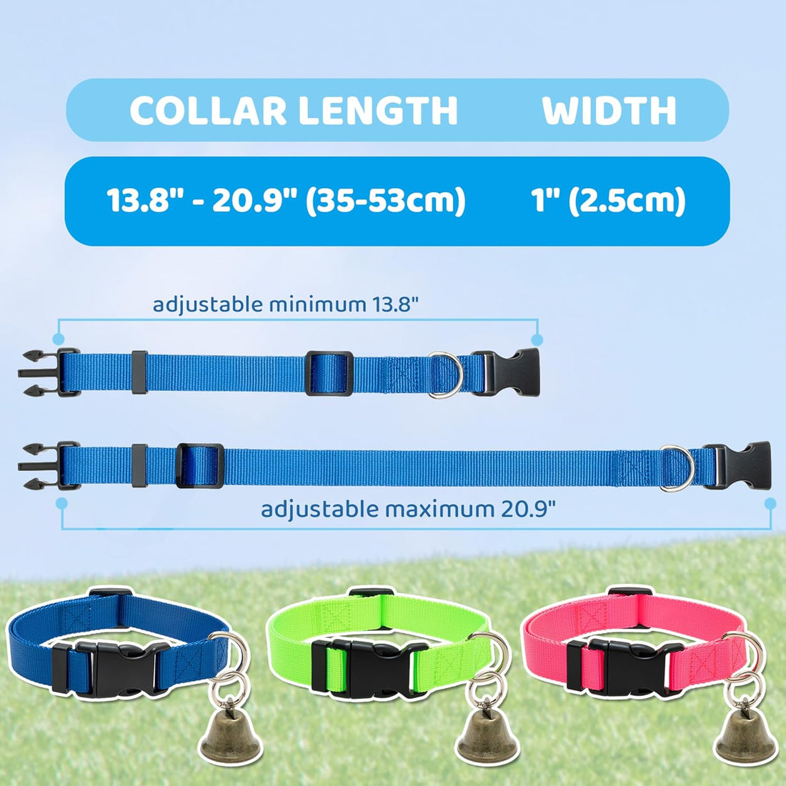 3 Pack Goat Collars with Loud Bells, Anti-Lost Grazing Pet Collar
