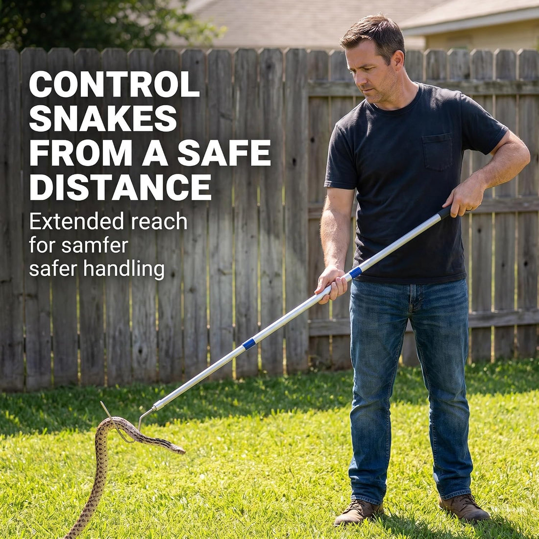 36-83 Inch Telescoping Snake Hook, Aluminum Reptile Handling Tool