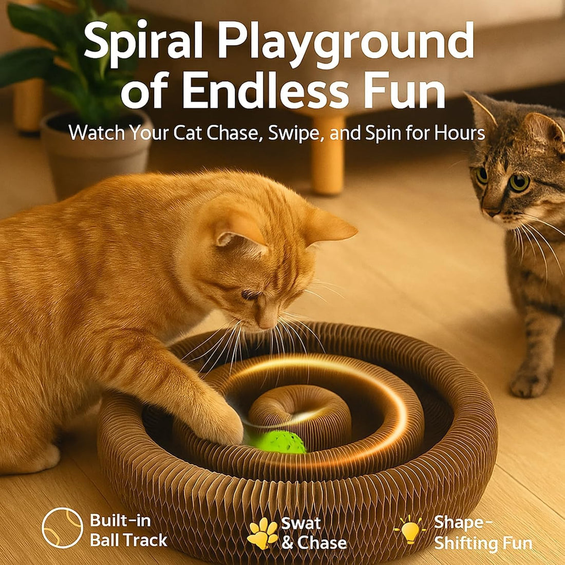 Interactive Cat Toy, Kitty Curls Cat Scratcher