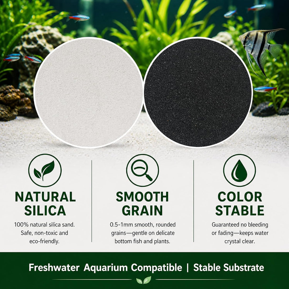 White Aquarium Sand 2lb, 0.5-1mm Silica Fish Tank Sand