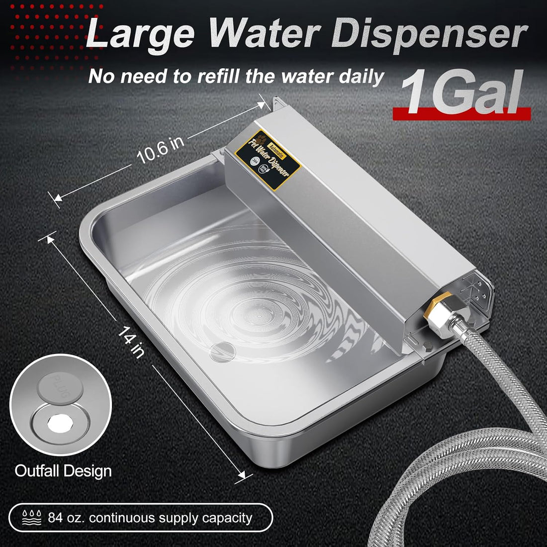 PETHIND 1Gal/3.8L Automatic Water Dispenser for Dogs