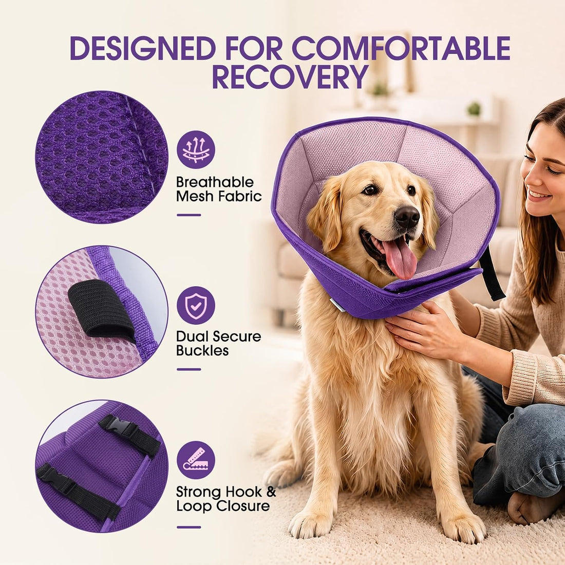 Dog Cone Collar After Surgery, Soft Cone for Dogs to Stop Licking