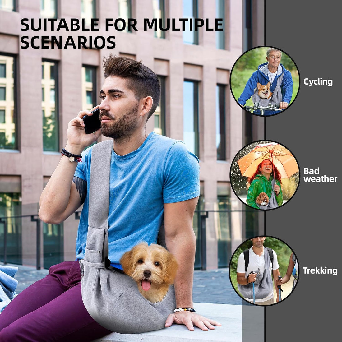 Dog and Cats Carrier Sling, Puppy Small Pet Carrier with Storage
