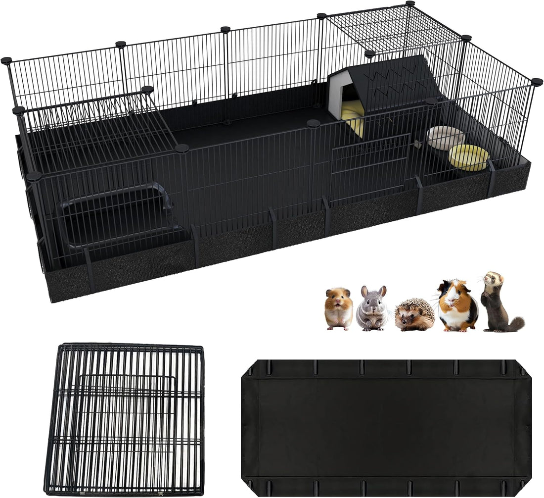 Xymoso DIY Guinea Pig Cages with Waterproof Canvas Bottom,16 Panels