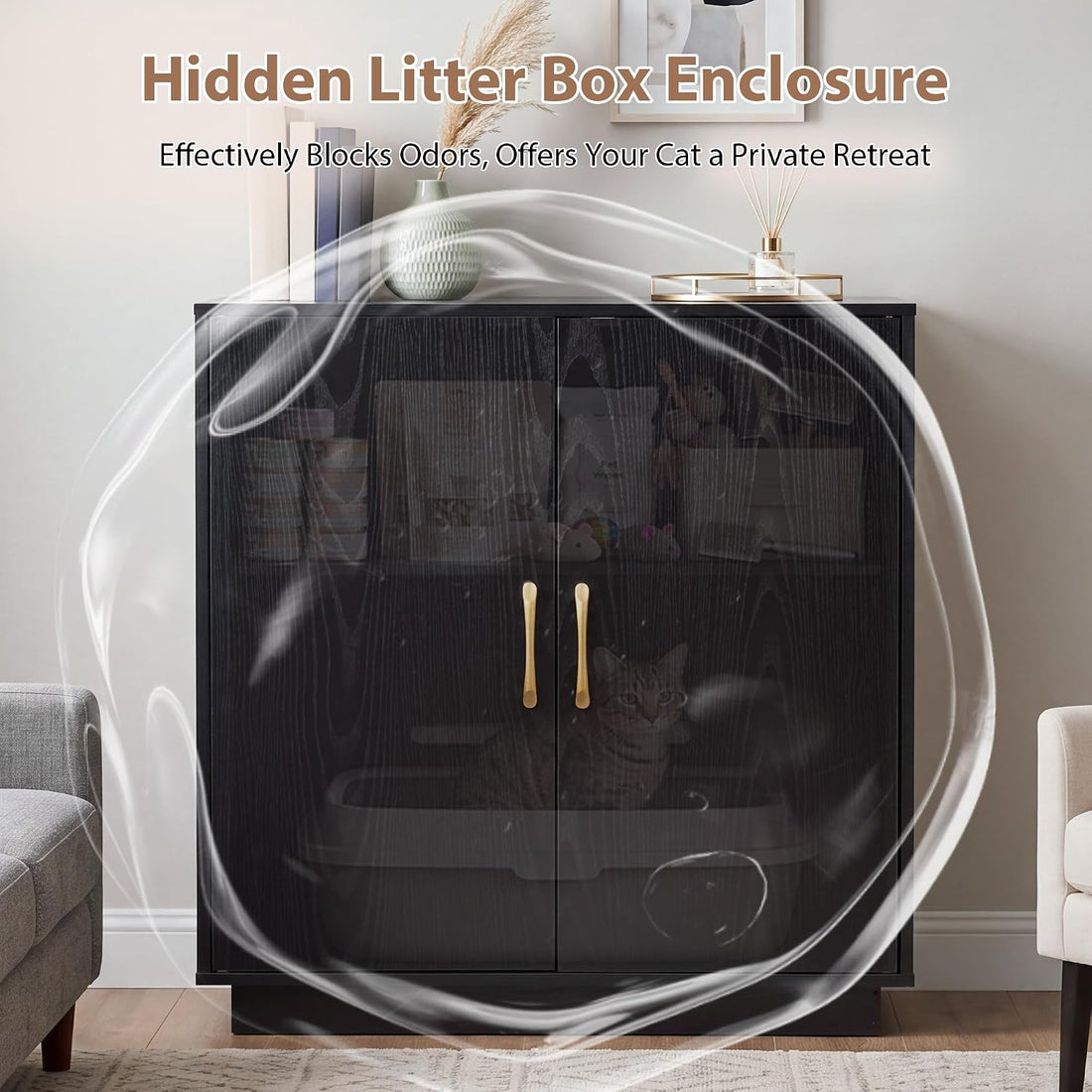 Gitelsnour 30.9'' Litter Box Enclosure Furniture- Hidden Storage