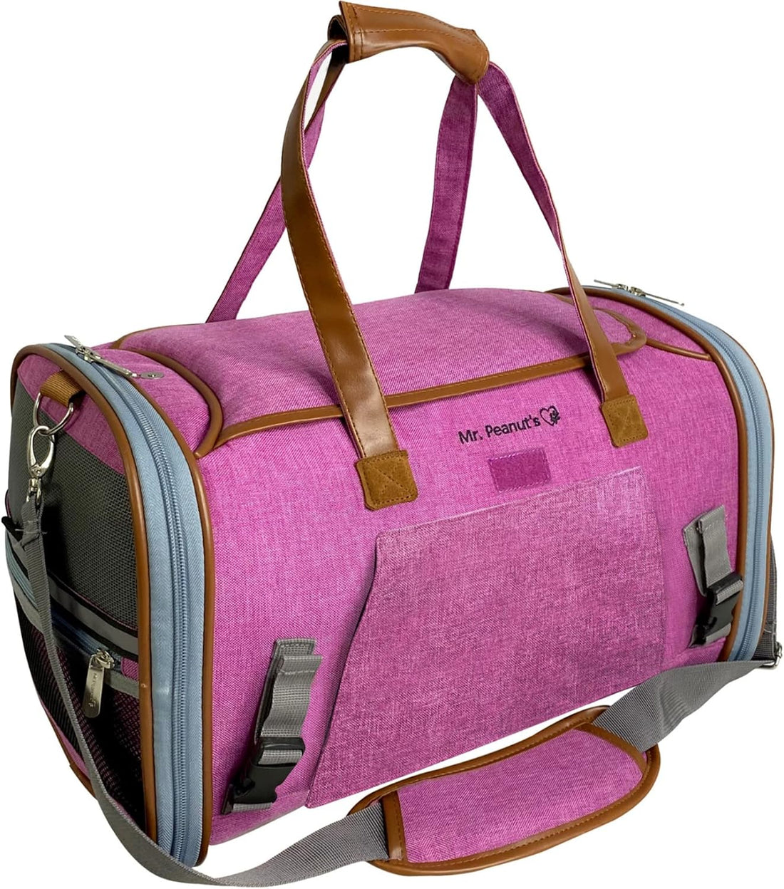 Mr. Peanut's Gold Series Big Apple XL Expandable Airline Capable Soft Sided Pet Carrier, Premium Brand Self Locking Zippers, Plush Faux Fleece Bedding with a Sturdy Plywood Base (Rosa Red)