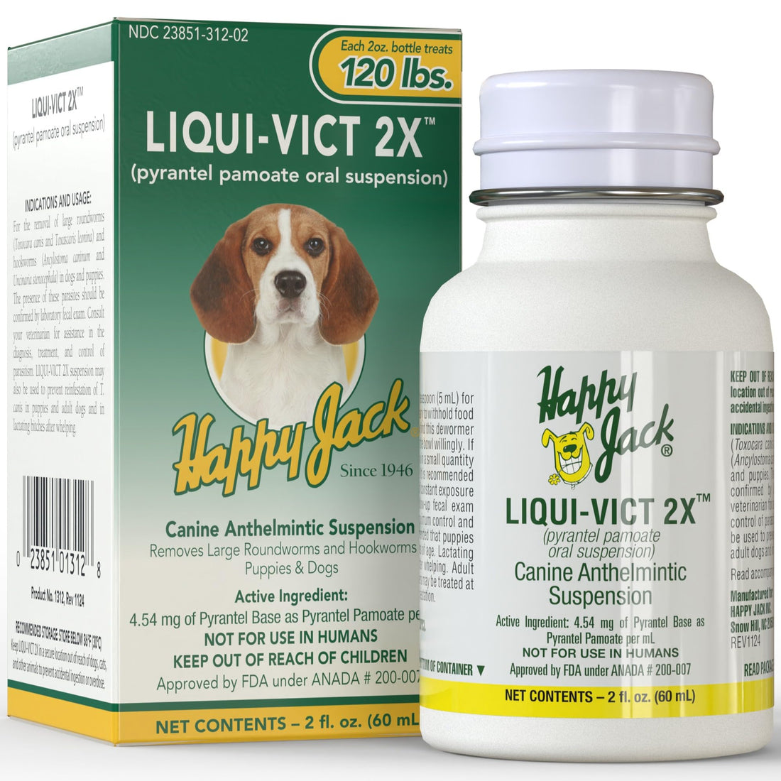 Happy Jack Liqui-Vict 2X Liquid Dog Dewormer for Large