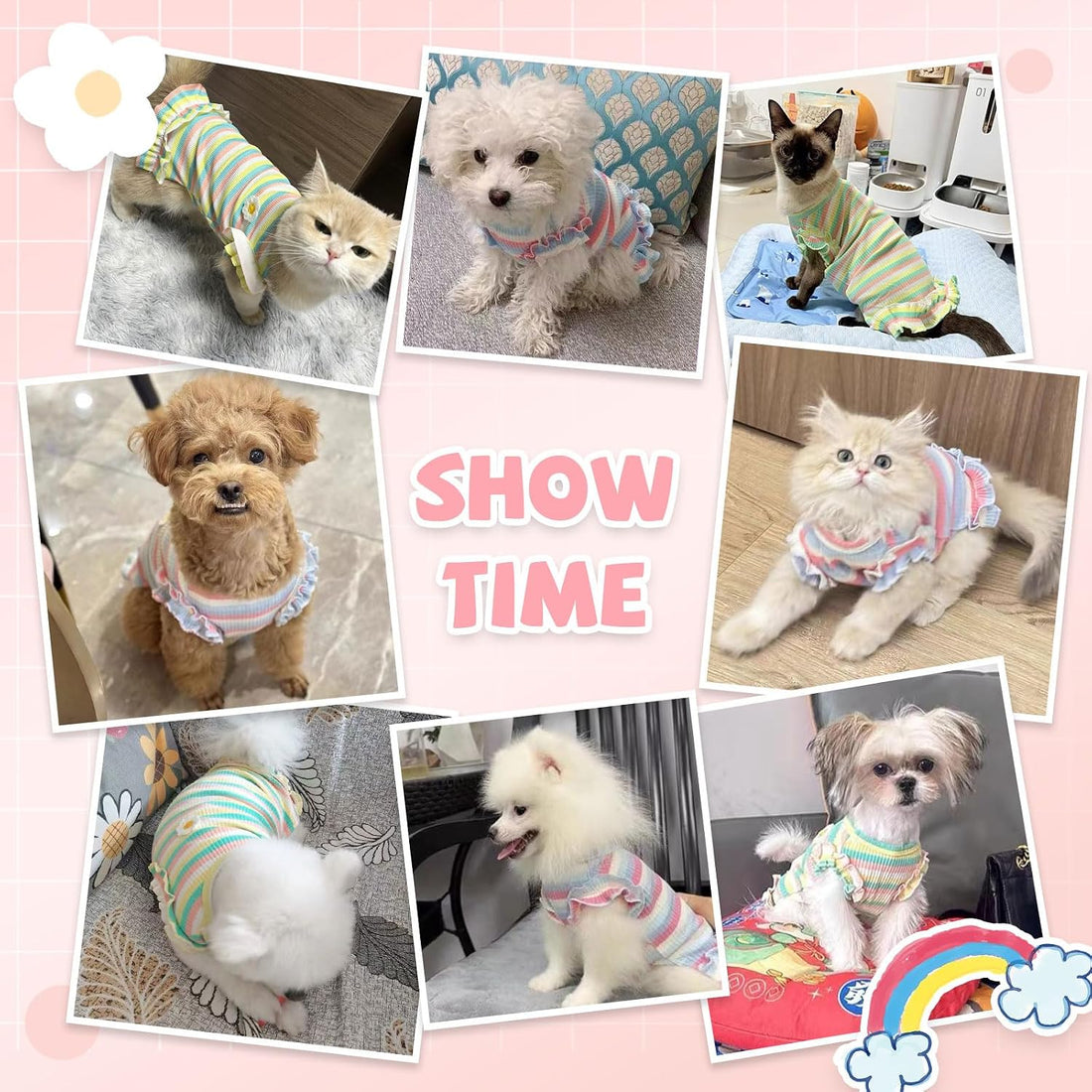 XGDMEIL 2 Pack Cute Striped Small Dog T Shirts Soft Cotton Girl Dog