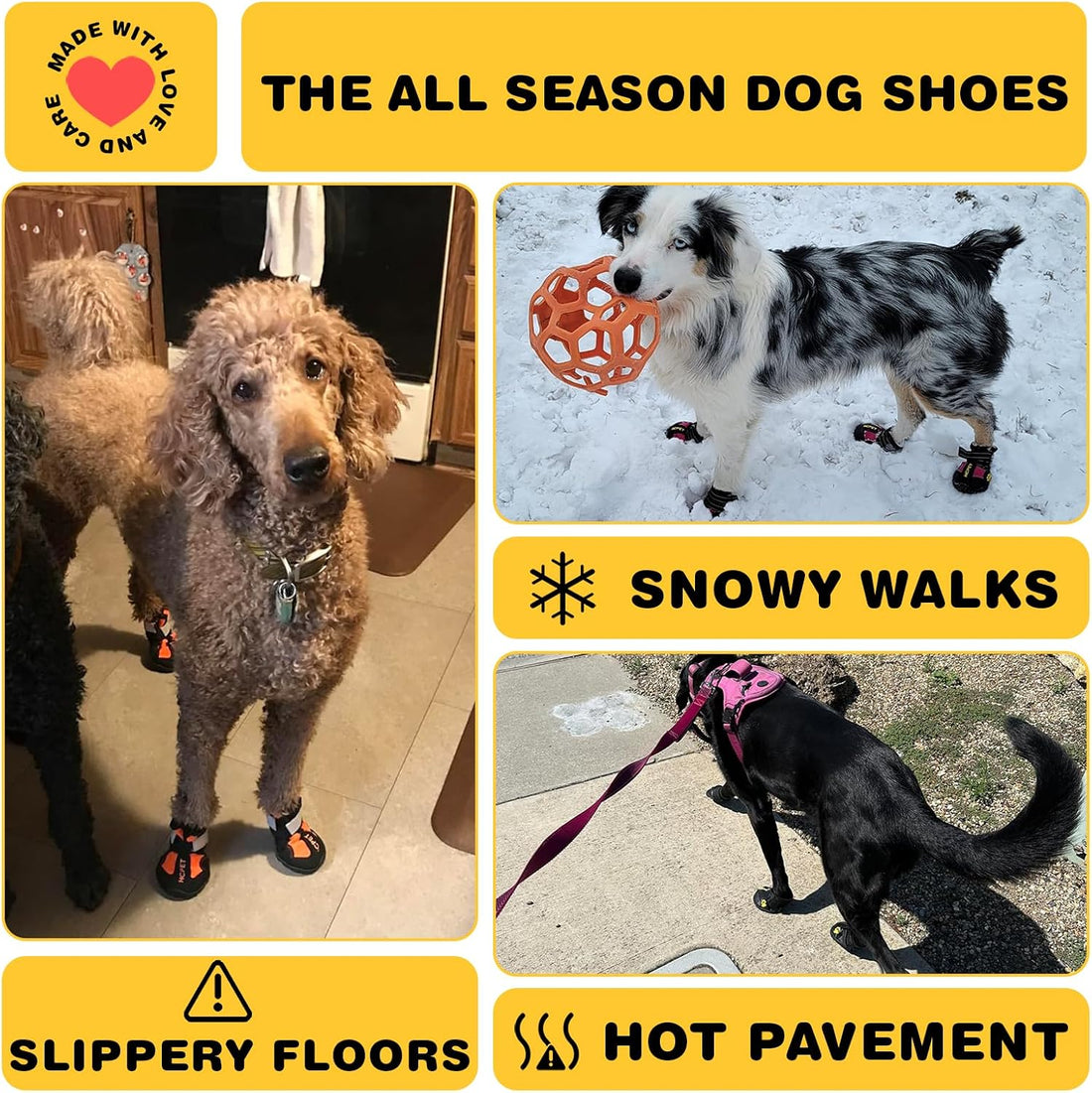 Dog Boots for Large Medium Small Dogs, Water-Resistant Dog Shoes
