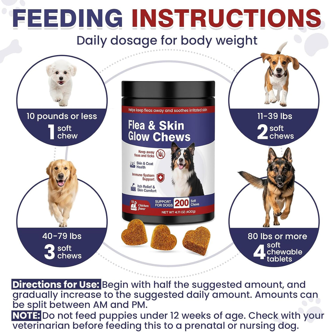 Dog Flea and Tick Support Chewable 200 Chews Natural Soft Chew